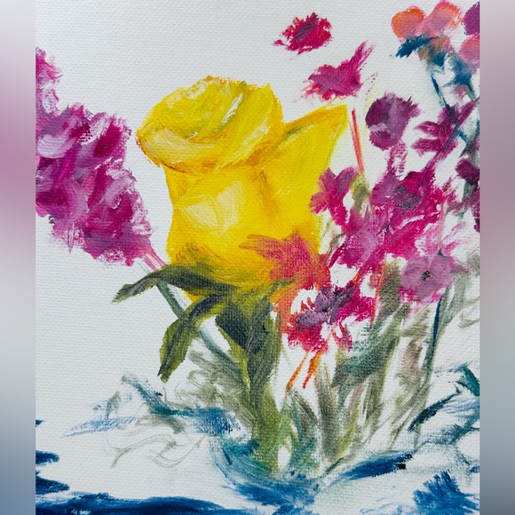 “Sunlit Blossom” Original Oil Painting on Canvas Board Signed 12” x 9” Unframed - Picture 3 of 5